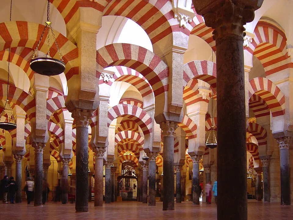 Inside the Mosque-Cathedral, with its two-colour arches.